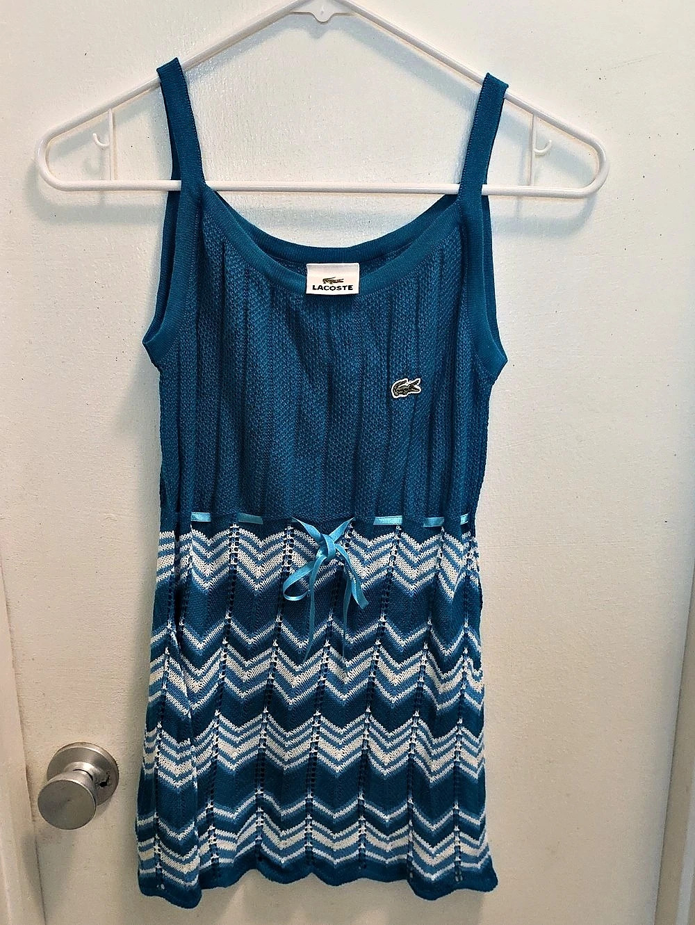 Lacoste Blue & White Baby Doll Mini Dress